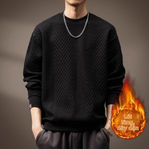 Áo Sweater Nam Dệt Kim Màu Đen Size Rộng