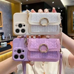 Samsung Galaxy A36 A06 A16 A05 A05S A15 A55 A35 A54 A34 S25 S23 S24 Plus Note 20 Ultra A14 A52 A72 A52S Wallet Strap Weaving Phone Case