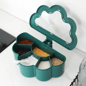 Kitchen Multi-grid Seasoning Box Storage Container Salt Seasoning Accessory Box Integrated Design Home Use Plastic Bottle