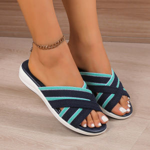 Wedge Sandals Womens New Flat Cross-woven Soft-soled Rest Sandals in Summer