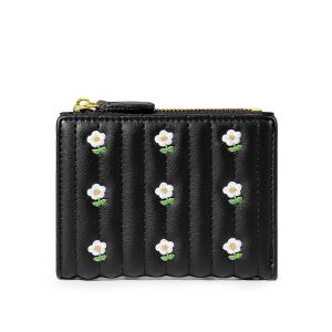Women Short Embroidery Wallet Cute Korean Style Purse for Woman with Coin Purse Dompet Perempuan Beg Duit Wanita Kecil Bag Murah Mini Kulit Original Cantik Zip Simple
