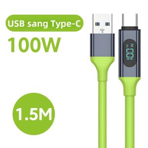Cáp Sạc Nhanh 240W Hai Đầu Type-C Màn Hình Hiển Thị Kỹ Thuật Số Cáp Dữ Liệu Sạc Nhanh Dành Cho iPhone 15 16 17 Samsung Chất Liệu TPE/TPU