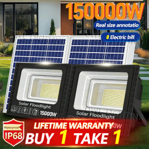 BUY 1 TAKE 1 Solar light outdoor waterproof IP67 150000W Solar flood light Solar light indoor light LED Light Withsolar Panel ﻿ ﻿