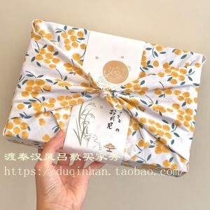 Pure Cotton Furoshiki Japanese Style Bento Wrap Towel Handkerchief Mooncake Wrapping Cloth Traditional Festival Gift Packaging