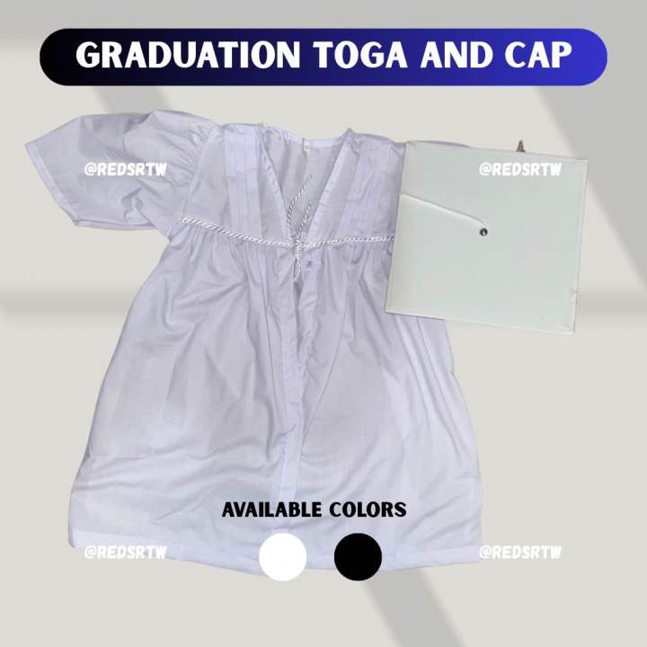 Graduation Toga Set (1 Set) – White Ceremony Outfit with Rope Tie & Hat ...