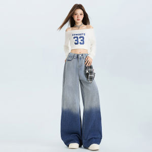La Chapelle | Quần Jeans Chân Rộng Phong Cách Retro Mỹ Phai Màu Thun Cao Slim Loose