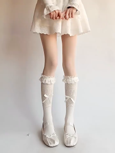 Socks Pita Korean Style Mid-Calf Kaos Kaki Wanita Lucu Renda Tipis Nyaman untuk Musim Panas