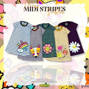 Dress Midi Stripes Sablon - Daster Anak 2-6 Tahun by Pineapple Kids