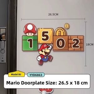 Creative Mario Door Number Stickers Office Decorations New Home Decor Waterproof Acrylic Wall Decals Office Decor