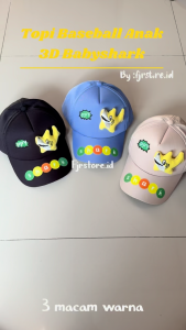 Topi Baseball Anak Laki-Laki & Perempuan Motif 3 Dimensi SHARK Untuk Usia 2 Th Sampai 11 Tahun