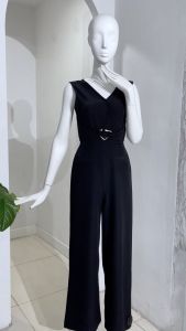 Jumpsuit dài đai chéo HeraDG thiết kế cổ tim sát nách quần suông tôn dángnắp túi trước chất Tuytsi cao cấp SJSBE3004