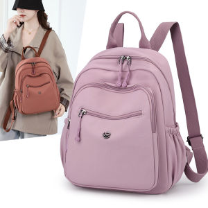 Fashionable Nylon Oxford Fabric Dual-Shoulder Bag Ladies Travel Backpack Universal Match Bookbag Lightweight Womens Bag