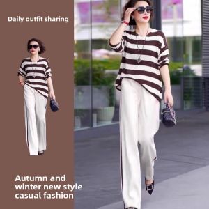 LIANGYILAILIN | Elegant Fashionable Loose Casual Womens Outfit with Wide Leg Pants