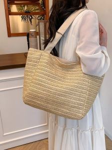 Túi Xách Đeo Vai Đơn Thời Trang Cỡ Lớn Bằng Rơm Túi Tote Đi Biển Thường Ngày Túi Tote Đi Làm Đa Năng Cho Mùa Hè 2025