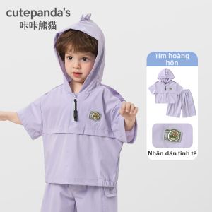 CUTEPANDAS | Bộ Hai Mảnh Áo T-shirt Tay Ngắn và Quần Ngắn Cho Bé Trai Mùa Hè