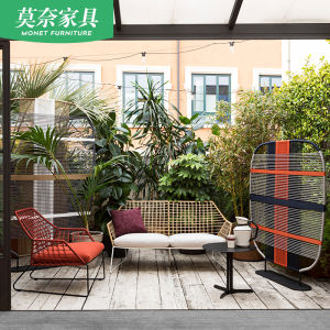 Scandinavian Style Outdoor Sofa Combination Natural Garden Creative Waterproof Tea Table Single Chair Double Person Chair