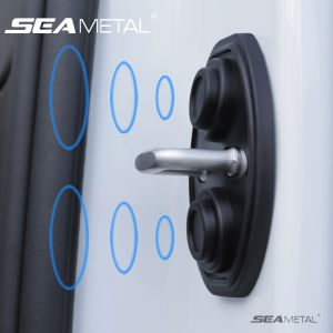 SEAMETAL 4pcs Car Doors Lock Protector Cover Auto Door Lock Shock Absorber Silicone Cushion Car Door Closing Soundproof Covers