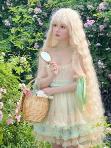 Womens Super Long Wig 1 Meter Lolita Forest System Wool Curl Cos Light Golden Shadow Studio Photography Full Head Cover Style