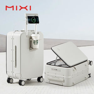 Mixi Side Opening Luggage 20/24/26 Inch Multi-functional Large-capacity Travel Suitcase Aluminum Frame Trolley Case with TSA Lock with USB+TYPE C Charging Port Cup Holder Phone Holder PC Carry On Luggage M9286