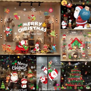 Wall Stickers Christmas Multicolored Christmas Decorations Santa Elk Window Sticker for Christmas Creative Shop Glass Door Decorationliving Room Wall Decor Wallpaper Sticker for Bedroom