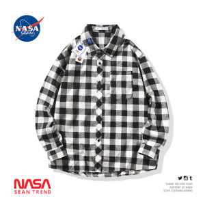 Wassup Panda Trendy Brand Mens Long Sleeve Checkered Shirt Casual Retro Hong Kong Style Spring Autumn Collection Outerwear