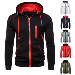 Men's Long Sleeve Zip-Up Hoodie: A Casual Athletic Sweatshirt with Pockets