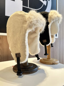 Corduroy Heattech Lei Feng Hat Men and Women Flight Helmet Windproof Skiiing Cycling Thickened Velvet Cold Protection Earmuffs Hat Tide