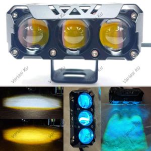 LAMPU TEMBAK LASER SQL 4 LED + DEMON D2 D3 LED 2 WARNA PUTIH KUNING FOKUS TERANG TEMBUS KABUT JAUH DEKAT FOGLAMP MOBIL MOTOR
