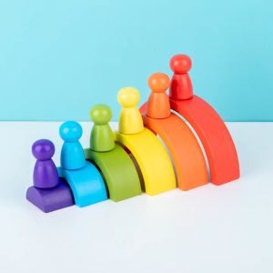 Wooden Rainbow Stacking Blocks - Early Educational Toys for Kids - Mainan Kayu Kanak Kanak