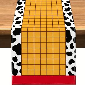1pc Cartoon-Themed Table Runner Birthday Party Decoration with a Story Theme Cow Design for Dining Room And Kitchen Decor