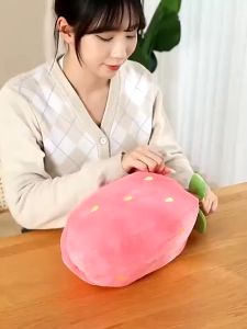 Mainan Boneka kelinci strawberry wortel flip resesible ukuran 30cm bahan plush
