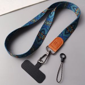 Long Neck Phone Strap Crossbody Outdoor Travel Nylon Woven Belted Totem Pattern Womens Resistant Bracelet Phone Chain