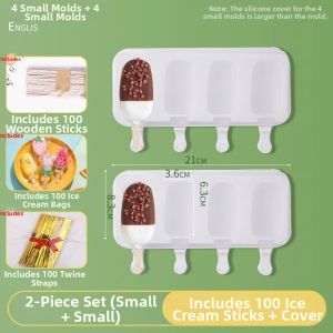AMW | Mini Ice Cream Molds Food Grade Silicone Ice Pops Ice Lollipops Molds