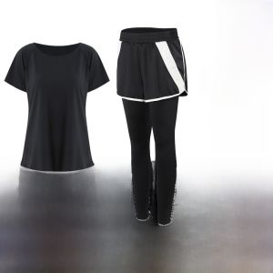 ชุดโยคะออกกำลังกายฟิตเนส ชุดวิ่งกลางแจ้งแห้งเร็ว แฟชั่นไซส์ใหญ่ หลวม สำหรับผู้หญิง ชุดโยคะฤดูร้อน 2024