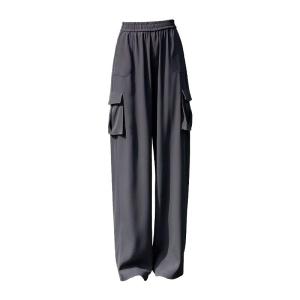 LANGPIN | Ice Silk Casual Wide Leg Pants Womens Summer Thin Version Slimming Loose Fit Versatile Workwear Trousers High Waist Design