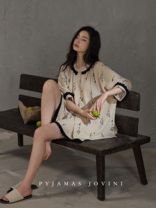 Breathable & Comfortable Short Sleeve Shorts Sleepwear Set Cotton Gauze Padded