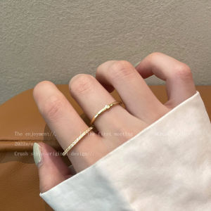 แหวนเปิด Zirconia ทองแดงสำหรับผู้หญิง แหวนนิ้วชี้แบบปรับได้ ดีไซน์เรียบง่ายหรูหรา แหวนนิ้วชี้สไตล์เล็ก