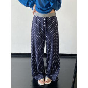 Quần Dài Hè Phong Cách Polka Dot Màu Khối Tự Chọn Màu Giúp Gầy