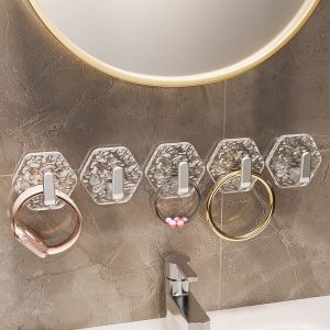 MONLEYTA | Strong Adhesive Wall Mounted Bathroom Hook Wave Pattern No Punching Required Plastic Adhesive Stick Hook For Door Back Use