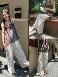 Quần Casual Mỏng Thoáng Hơi Cao Bụng Ôm Đùi Rộng Dưới Mới cho Mùa Hè