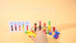 Fine Motor Skill Training Toy Wooden Color Sorting Stacking Games Sensory Development STEM Training for Logic Concentration