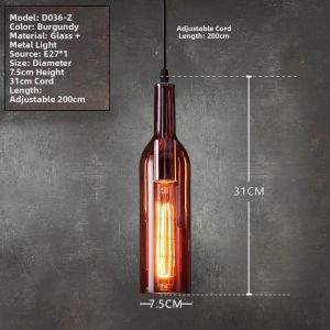 Pheashine | Vintage Industrial Pendant Light Colorful Wine Bottle Glass Design