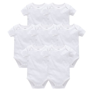 2025 Solid White Baby Clothes Short Sleeve Cotton Baby Girls Boys Bodysuit Newborn body bebe 0-24 months Infant Jumpsuit