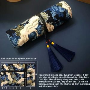 Công Suất Lớn Canvas Túi Văn Phòng Phẩm Màu Đen Thời Trang Cuộn Bút Sinh Viên Đơn Giản Tổ Chức Món Quà Tinh Tế