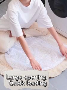 Practical Mesh Washing Bag Large Capacity Laundry Bag with Drawing Rope Home Machine Washing Storage Bag