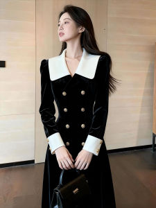 DANTING | Elegant Velvet Black Dress for Important Occasions