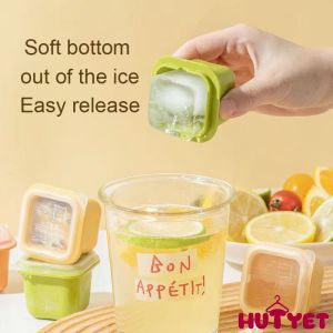 🔥Hutyet👍1pcs Silicone Ice Cube Mold Single Square Shape Ice Molder DIY Ice Grid Easy Demolding Ice Storage Box