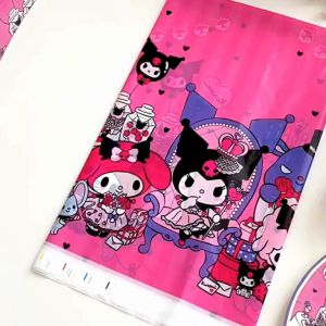 Kuromi Theme Birthday Party Cutlery Set Party Disposable Tableware Party Flag Cup Plate Napkin 库洛米主題 生日派對裝飾 派對一次性餐盤