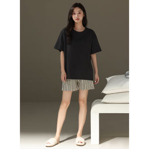 me home wear | Cotton Round Neck Short Sleeve Pajama Set