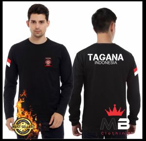 Kaos Katun Pria Tagana Indonesia Baju Tagana Indonesia Kaos Oblong Lengan Panjang Hitam Kaos Distro